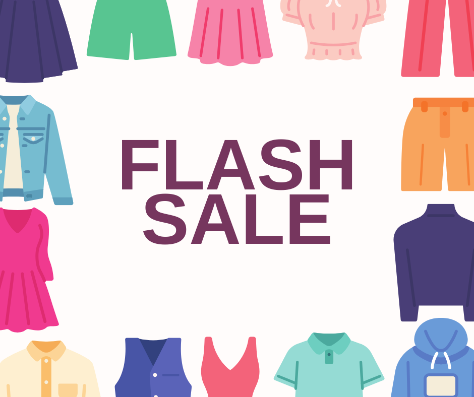 Colorful Illustrative Clothes Flash Sale Facebook Post