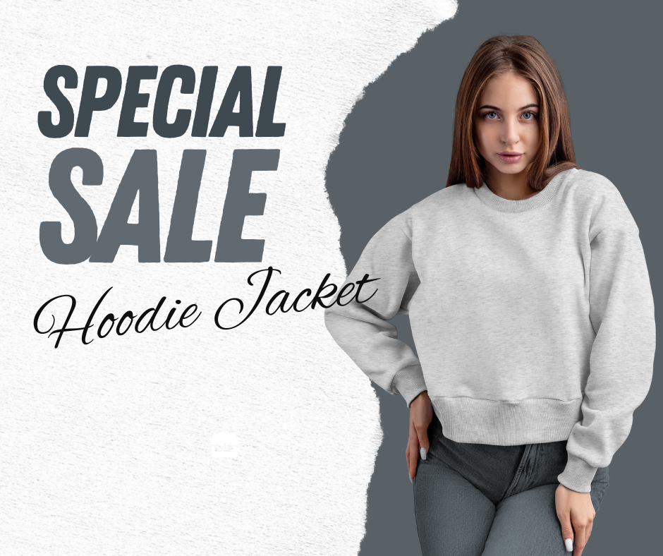 Gray and White Modern Woman Hoodie Facebook Post